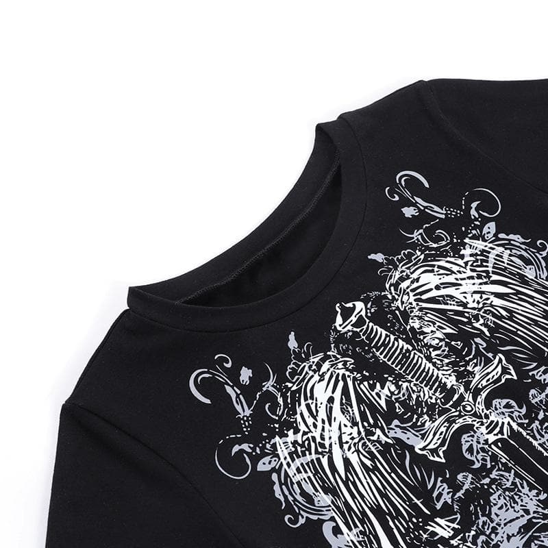 Short sleeve crewneck abstract contrast crop top
