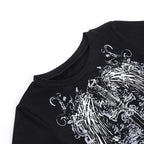 Short sleeve crewneck abstract contrast crop top