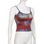 Top corto con scollo a U e schiena scoperta a contrasto, tie-dye 