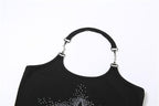 Halter metal chain backless u neck star beaded crop top