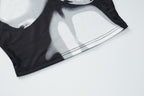 Body pattern contrast sleeveless crewneck maxi skirt set
