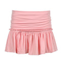 Solid ruched ruffle mini skirt