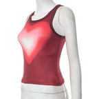 Sleeveless round neck heart pattern crop top