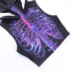 Hoodie abstract contrast sleeveless crop top
