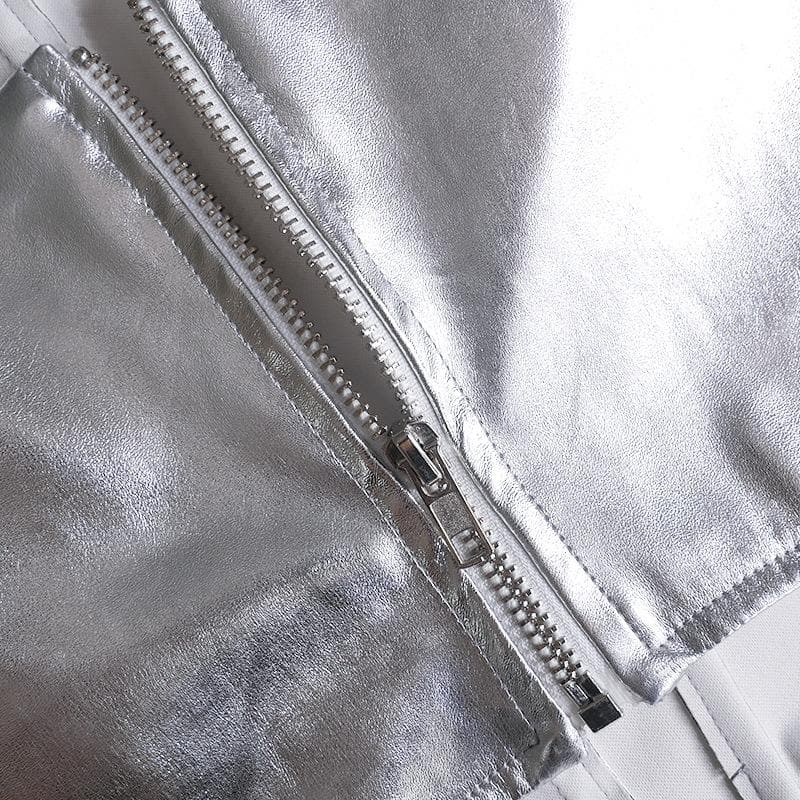Metallic backless zip-up corset tube mini skirt set