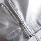 Metallic backless zip-up corset tube mini skirt set