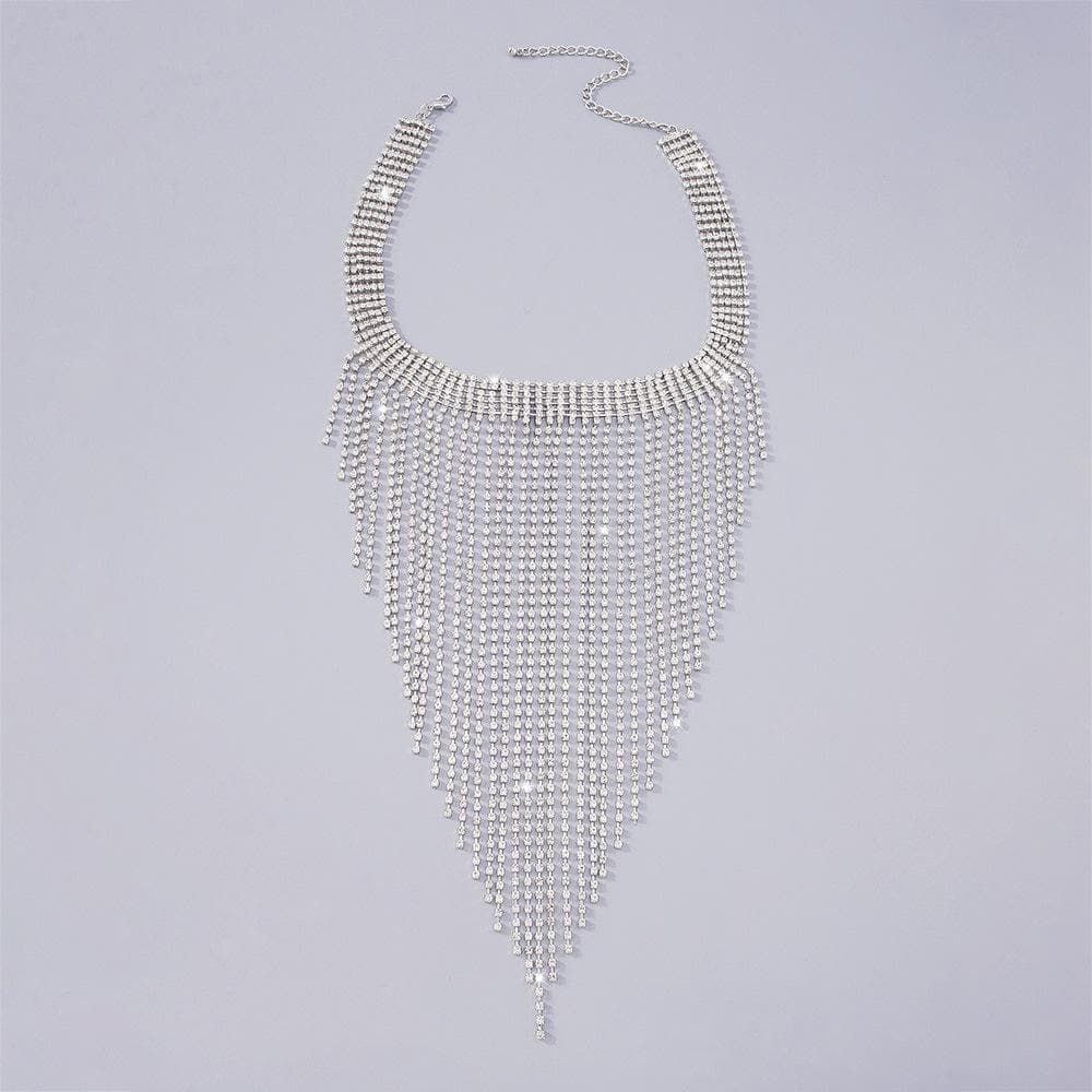 Rhinestone Tassels Choker Necklace
