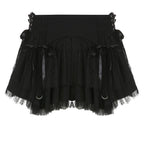 Lace up zip-up patchwork ruched mesh low rise solid mini skirt