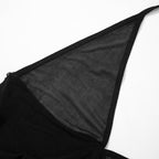 Neckholder-Crop-Top aus transparentem Netzstoff mit Rüschen und V-Ausschnitt 