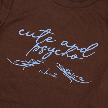 Contrast print short sleeve crewneck crop top