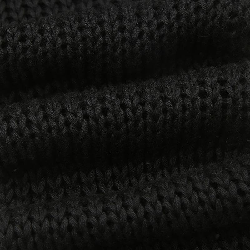 Top a scollo tondo a maniche lunghe con scollo a V irregolare lavorato all'uncinetto