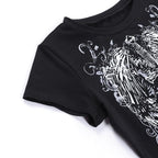 Short sleeve crewneck abstract contrast crop top