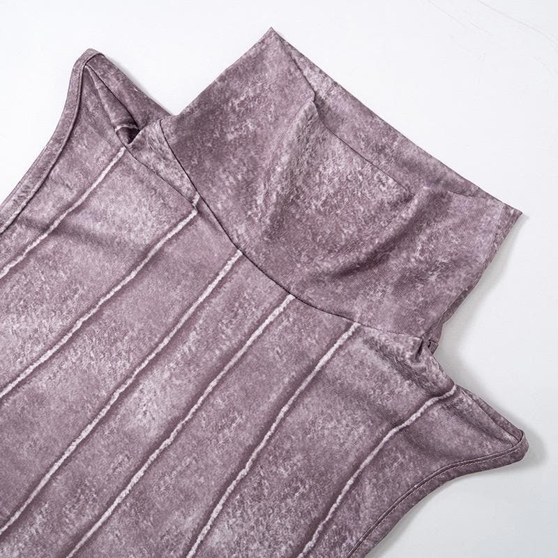 Top corto senza maniche a contrasto con collo alto e tie-dye