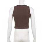 Butterfly pattern u neck contrast sleeveless crop top