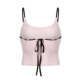 Backless u neck stitch knitted contrast cami crop top