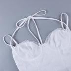 Top corto con scollo a cuore testurizzato e schiena scoperta