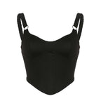 Top corto senza maniche con scollo a V e anello a O, senza schienale e corsetto