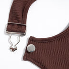 Ribbed buckle u neck sleeveless solid crop top
