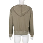 Stitch star patchwork drawstring pocket zip-up hoodie coat - Final Sale