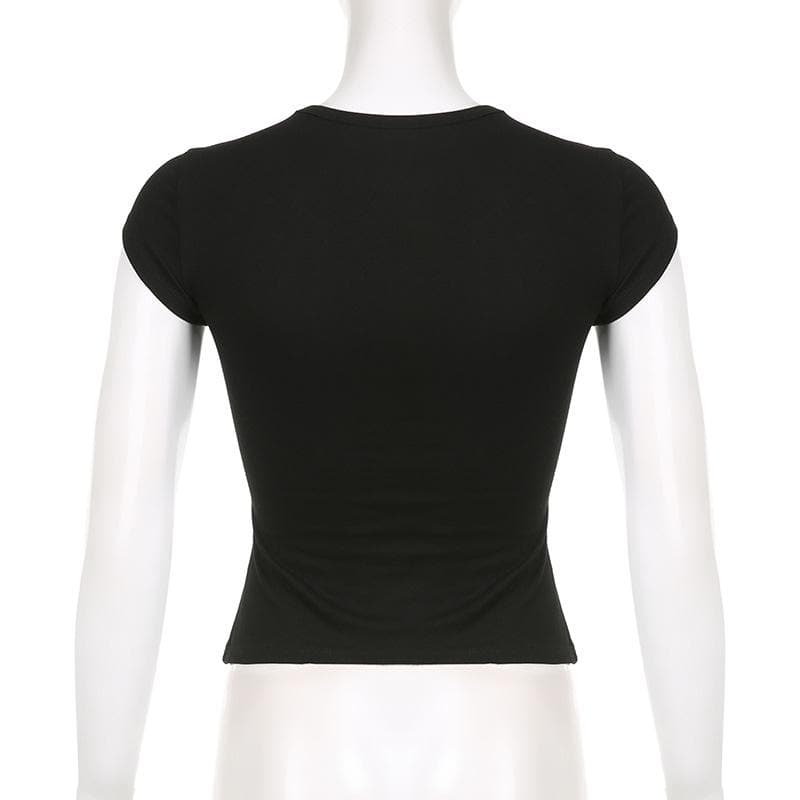 Crewneck cap sleeve abstract contrast top