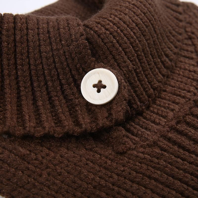 Knitted button turnover collar sleeveless gloves crop top - Final Sale