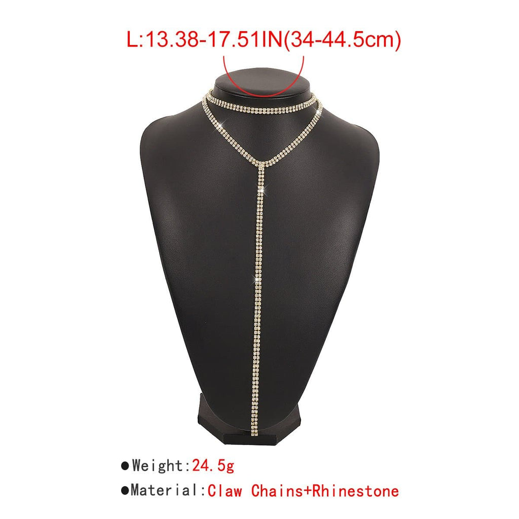 Rhinestone Layered Choker Necklace
