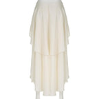 Ruffle solid zip-up irregular low rise maxi skirt