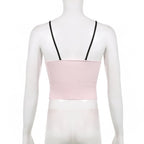 Backless u neck stitch knitted contrast cami crop top