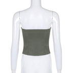 Solid lace up zip-up cargo tube crop top