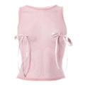 Sheer mesh see through bowknot sleeveless crewneck top