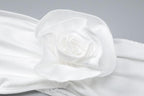 Hollow out solid flower applique ruched backless top