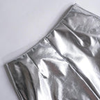 Metallic backless zip-up corset tube mini skirt set