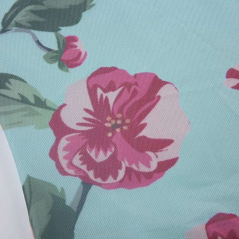 Top in rete a contrasto con scollo a V e stampa floreale con orlo in pizzo 