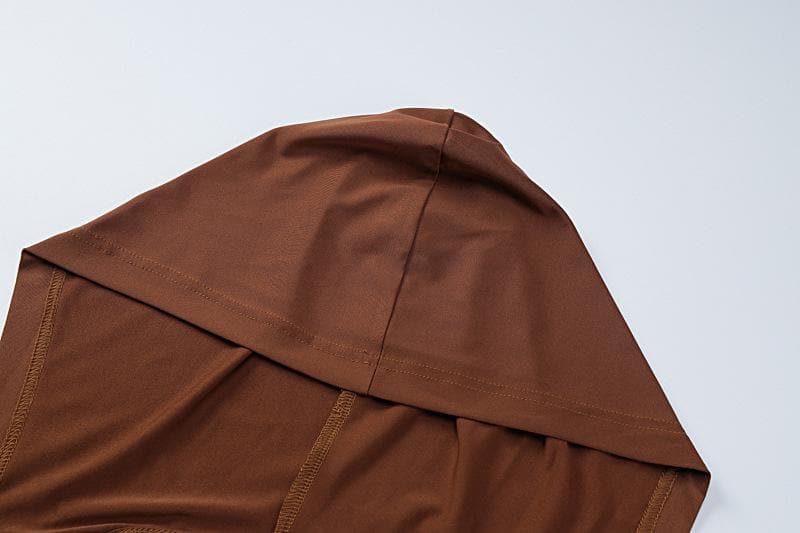 Felpa con cappuccio, corsetto senza maniche, schiena scoperta, collo a cappuccio, top solido 