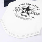 Crewneck star pattern patchwork short sleeve contrast top