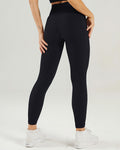 Nieve Gerippte Nahtlose Leggings - Schwarz