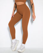 Nieve Gerippte Nahtlose Leggings - Braun Rost