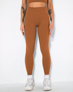 Nieve Gerippte Nahtlose Leggings - Braun Rost
