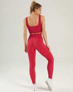 Nieve gerippte nahtlose Leggings - Kardinal