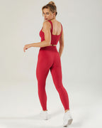 Nieve gerippte nahtlose Leggings - Kardinal