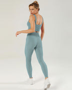 Leggings senza cuciture a coste Nieve - Ginepro