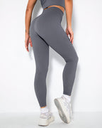 Nieve Gerippte Nahtlose Leggings - Grau