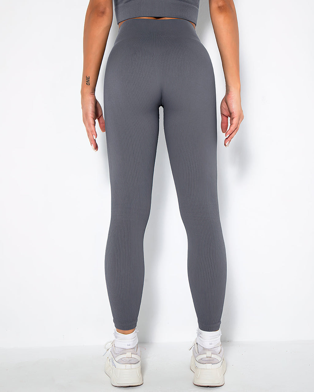 Nieve Gerippte Nahtlose Leggings - Grau