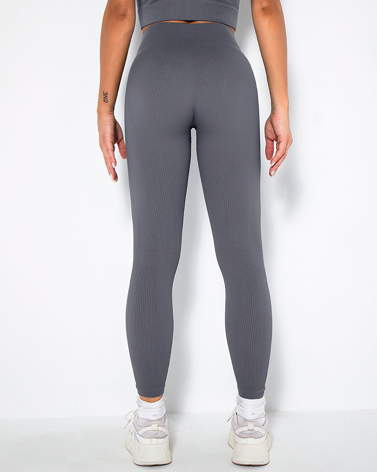 Nieve Gerippte Nahtlose Leggings - Grau