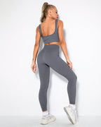 Nieve Gerippte Nahtlose Leggings - Grau