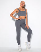 Nieve Gerippte Nahtlose Leggings - Grau
