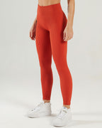 Nieve Gerippte Nahtlose Leggings - Persisches Rot