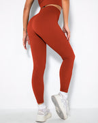 Nieve Gerippte Nahtlose Leggings - Dunkelrot