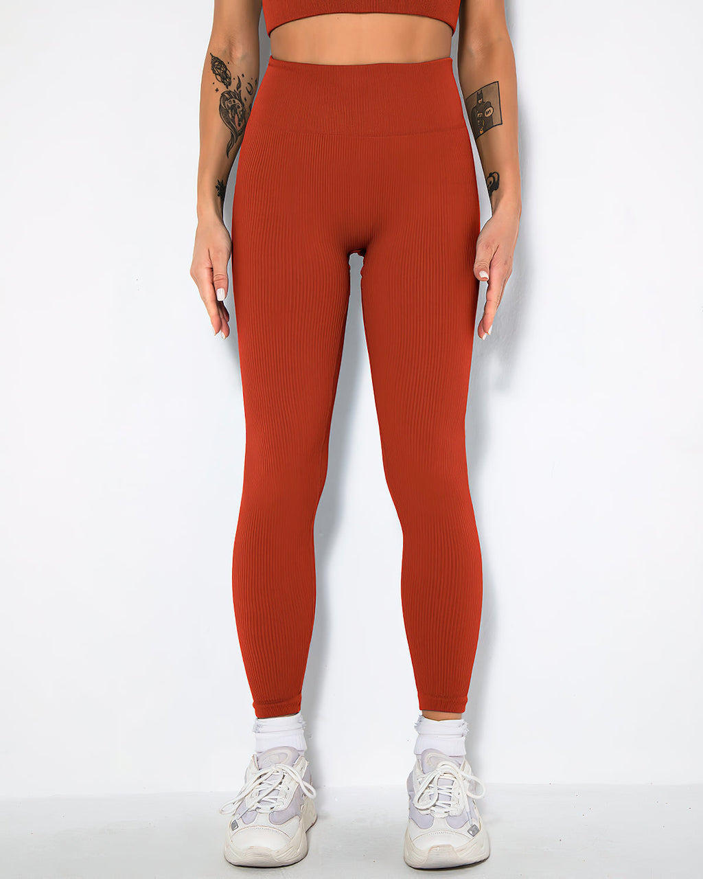 Nieve Gerippte Nahtlose Leggings - Dunkelrot