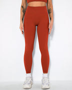 Nieve Gerippte Nahtlose Leggings - Dunkelrot